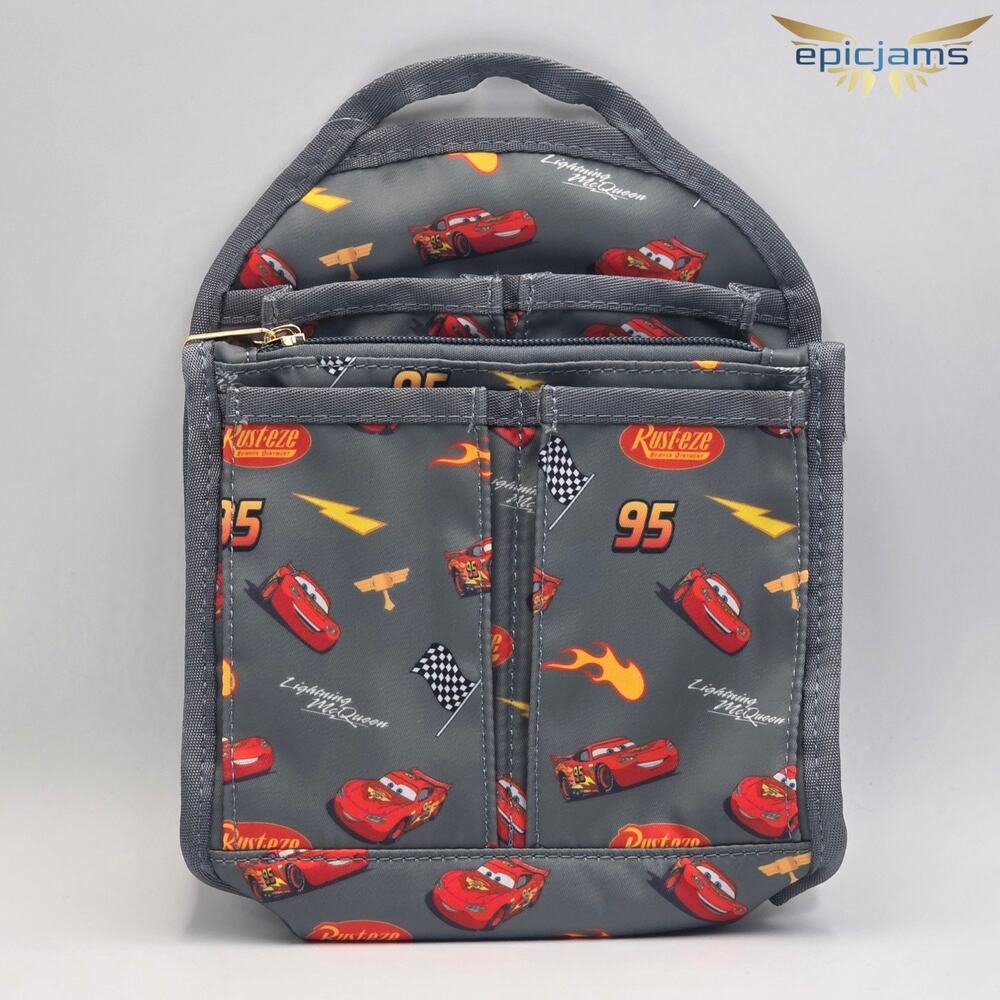 Disney Pixar Cars Lightning McQueen Allover Print Mini Backpack Organizer New